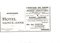 (13) Bouches Du R. Publicité Papier Coupure De Presse Année 1935 Martigues Hôtel Ste Anne L'Oustaou Dei Pintre - Reclame