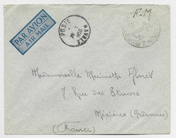 FRANCE LETTRE FM AVION POSTE NAVALE 1950 + MENTION AU DOS PNF SAIGON - Vietnamkrieg/Indochinakrieg