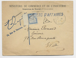 FRANCE TAXE 5C BDF SEUL LETTRE ENTETE MINISTERE PARIS 1903 TARIF PAPIERS D'AFFAIRES RARE - 1859-1959 Cartas