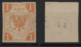 LUEBECK - 1859/62 - Probabile Falso - 1 S Arancio - Con Timbrino Nel Retro - See Photos - Luebeck
