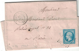 Essonne - Savigny-sur-Orge - Période Classique - Lettre Pour Paris - Petit Chiffre - Indice 10 - 1858 - 1849-1876: Classic Period