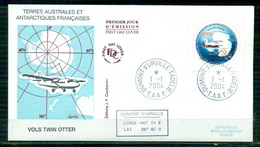 FDC-Carte Maximum Card #TAAF-FSAT 2004 (N°Yv. 389) Aviation-Vols Twin Otter-Twin Otter Flights-Carte De L'antarctique- - FDC