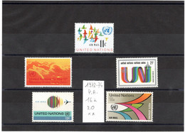 NATIONS UNIES 1972-74 P.A. YT N° 16 à 20 Neufs** - Aéreo