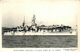 Bateau WRIGHT * Carte Photo * Porte Avions USS * 1953 * Militaria * Navire De Guerre - Warships