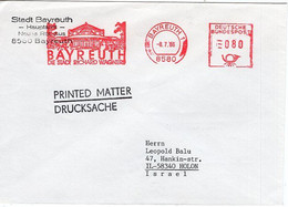 51545 - Bund - 1986 - 80Pfg. AbsFreistpl BAYREUTH - DIE STADT RICHARD WAGNERS A DrucksBf -> HOLON (Israel) - Musique