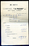 Ancienne Facture Camping U Pezzo 20217 Saint Florent Corse  -    FEV22-38 - Sport & Tourismus