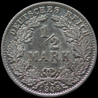 LaZooRo: Germany 1/2 Mark 1906 G PROOF Doubling - Silver - 1/2 Mark