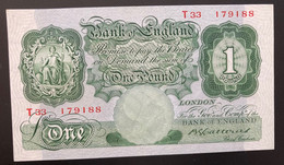 EMP 225, Catterns Bank Of England One Pound Note, 15 July 1930, Serial T33 179188. - 1 Pound