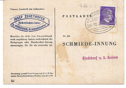 3211u: Motivbeleg Hufstollen & Griffe Für Pferde, Ostmark- Beleg Kriegswirtschaft Pösching Nach Kirchdorf 1943 - Kremsmünster