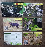 India 2022 Indian Leopard , Animal Fauna, Augmented Reality Technology Set , SET Of 5 Postcard + Case (**) Inde Indien - Lettres & Documents