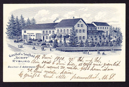 1906 Hotel Reklame AK: Gasthof Und Soolbad, Schiff In Ryburg. Bahnstempel Nr. 39 Nach Lenzburg. Kleiner Minimer Eckbug - Lenzburg