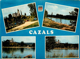 Cazals * Souvenir Du Village * Cpa 4 Vues * Le Plan D'eau Et Le Camping - Cazals