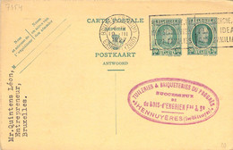 Entier Postal ( 2 Entiers Postaux Sur Meme Carte ) 1927 - 20c Et 10 C - Oblitéré à Bruxelles Et Flamme - Postkarten 1909-1934