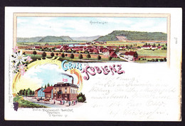 1904 Gelaufene Litho AK: Gruss Aus Koblenz Mit Hotel, Restaurant Bahnhof. Nach Zurzach. Leicht Oxidiert Im Rechten Rand - Zurzach