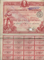 ETABLISSEMENT VERMINCK  -TITRE ILLUSTRE DE CINQ ACTIONS DE CENT FRANCS  ANNEE 1920 - Perfume & Beauty