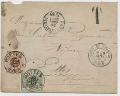 BELGIQUE - COB TAXE 4+6 SC RELAIS POTTES SUR LETTRE FRONTALIERE DE ROUBAIX (AVEC TRANSIT GAND !), 1898 - Covers & Documents