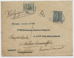 BELGIQUE - COB TAXE 56 SC CELLES SUR LETTRE DE PARIS REEXPEDIEE A AVELGHEM, 1904 - Covers & Documents