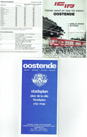 Horaire Trains (7 Volets Recto-verso). Ostende 1988/89 + Plan De La Ville. Lot De 2 Articles. - Europe