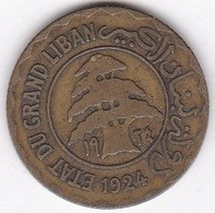 Etat Du Grand Liban 5 Piastres Syriennes 1924 , En Bronze Aluminium, Lec# 24 - Libano