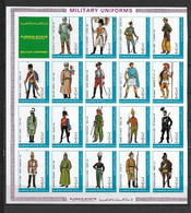Ajman 1972 Military Uniforms #1 IMPERFORATE Sheetlet MNH - Adschman