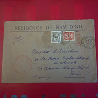 LETTRE RESIDENCE DE NAM DINH POUR PARIS 1939 - Brieven En Documenten