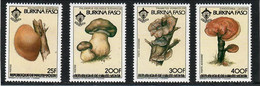 Burkina Faso 1985 . Mushrooms (Scouts). 4v. - Burkina Faso (1984-...)
