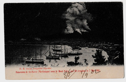 PANORAMA DE ST PIERRE MARTINIQUE AVEC LE MONT PELE QUI FIT ERUPTION LE 7 MAI 1902 CARTE ANIMEEcirculée - Autres & Non Classés