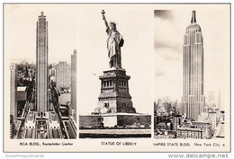 New York City Statue Of Liberty R C A Building & Empire State Building Real Photo - Statue Of Liberty