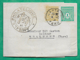 N°623+624 ARC DE TRIOMPHE LETTRE DE L'AMICALE PHILATELIQUE CASTRES POUR REALMONT TARN 1944 LETTRE COVER FRANCE - 1944-45 Triomfboog