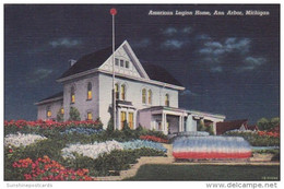 Michigan Ann Arbor American Legion Home At Night 1944 Curteich - Ann Arbor