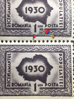 Errors Stamps Romania 1930 # Mi 393 Maps Printed With Broken Frame Border, Map Pair Unused - Plaatfouten En Curiosa
