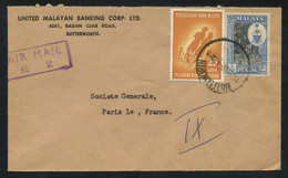 Malaysian States - Penang 1962 Air Mail Cover From BUTTERWORTH To Paris, 25s + 50c Franking - Penang