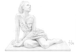 ILLUSTRATEUR (A) - ASLAN - CROQUIS D'ETUDE POUR UNE STATUETTE - FEMME - EDITION "CPC" 1991 - Aslan