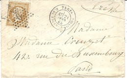 1865- Petite Env. De PARIS / R.DU FAUGB - St-HONORE Affr. N°21 Oblit. étoile 6  P 1 - 1849-1876: Klassik