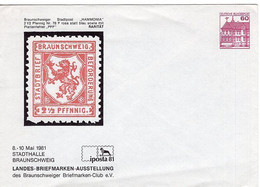 51643 - Bund - 1981 - 60Pfg B&S PGAUmschl "IPOSTA '81 Braunschweig", Ungebraucht - Briefmarken Auf Briefmarken