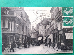 18 ,  Bourges, La Rue Du Commerce Et Son Animation En 1912 - Bourges