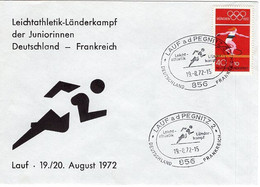 51658 - Bund - 1972 - 40Pfg Olympia '72 EF A SoUmschl LAUF - LEICHTATHLETIK-LAENDERKAMPF DEUTSCHLAND-FRANKREICH - Atletiek