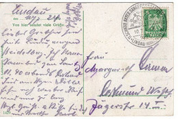 51666 - Deutsches Reich - 1924 - 5Pfg Adler EF A Kte LINDAU - 11.SCHWAEB.BAYER. SAENGERBUNDESFEST -> Dortmund - Musique