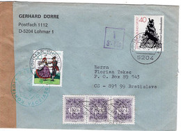 51683 - Bund - 1982 - 50Pfg CEPT '81 MiF A Bf M Tschech Zensur LOHMAR -> BRATISLAVA (CSSR), M. 3,00 Kcs. Nachporto - Timbres-taxe