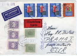 51684 - Bund - 1971 - 10Pfg Weihnachten '81 MiF A EilLpBf MUENCHEN -> PRAHA (CSSR), M. 9,60 Kcs. Nachporto - Timbres-taxe