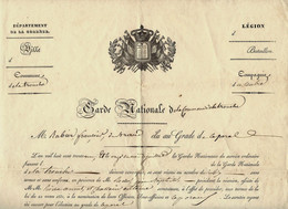 MILITAIRES MILITARIA 1831 CORREZE Commune De « LATRONCHE »  GARDE NATIONALE NOMINATION CAPORAL RABIER - Documents Historiques