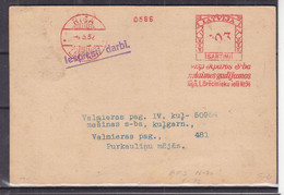 Lettonie - Carte Postale De 1932  - Oblit Riga - Ep Vers Valmeiras - EMA - Empreintes Machines - - Latvia