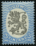 FINNLAND 91Aa *, 1921, 3 M. Hellblau/schwarz, Gezähnt A, Falzreste, Pracht, Mi. 50.- - Used Stamps