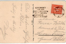 51707 - Deutsches Reich - 1921 - 40Pfg Ziffer EF A AnsKte COELN - ... OBERSCHLESIER-HILFSWERK ... -> Luxemburg - Covers & Documents