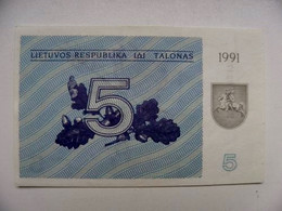 Sale! UNC Banknote Lithuania P-34a 1991 5 Talonas Animals Bird Oiseau - Lithuania