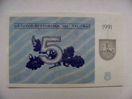 Sale! UNC Banknote Lithuania P-34a 1991 5 Talonas Animals Bird Oiseau - Lituania