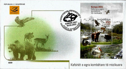 Albania Stamps 2021. Europa CEPT: Endangered National Wildlife. Fauna. FDC Block MNH - Albania