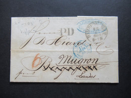 AD Hamburg K1 Hamburg Th&T 12.6.1863 PD Und Blauer K2 Tour T 2 Erquelines Firmenstempel Salomon Simon (Judaika) - Hamburg (Amburgo)