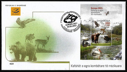 ALBANIA Europe 2021 - "Endangered National Wildlife" - FDC BLOCK - Albanie
