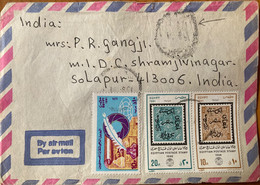 EGYPT 1991, COVER AIRMAIL TO INDIA,6 STAMPS ,STAMP ON STAMP,EARLY WRITING ITEMS, DUMB CANCEL - Briefe U. Dokumente